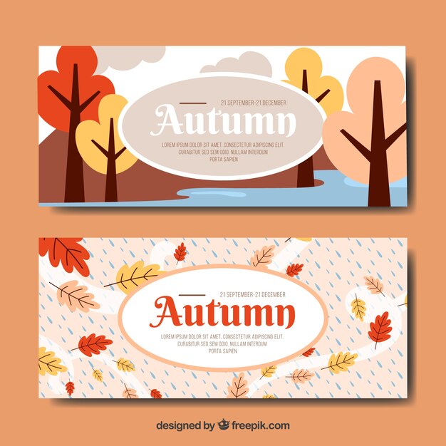 Banner de otoño con diseño de bosque