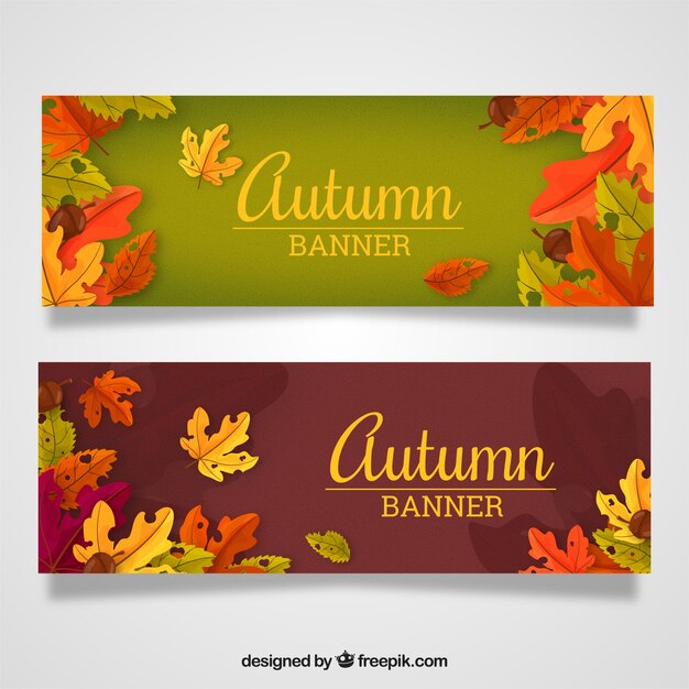 Banner de otoño con hojas multicolor