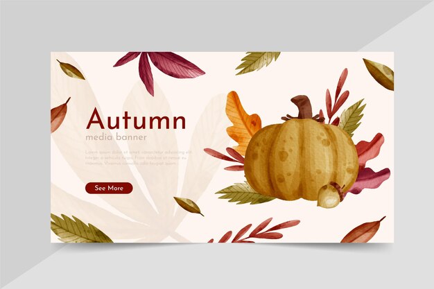 Banner de otoño horizontal acuarela