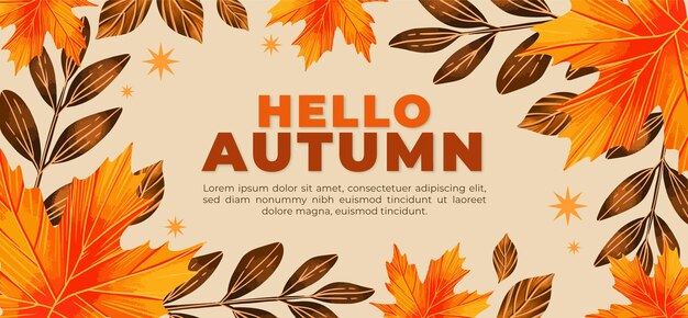 Banner de otoño horizontal acuarela