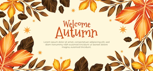 Vector gratuito banner de otoño horizontal acuarela