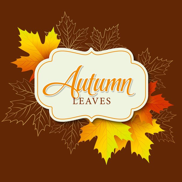 Banner de otoño con marco y hojas