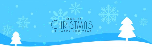 Banner de paisaje de invierno de Navidad con diseño de árbol