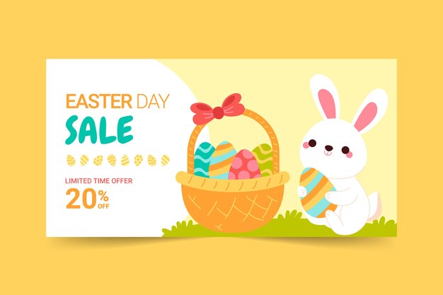 Banner de pascua plano dibujado a mano