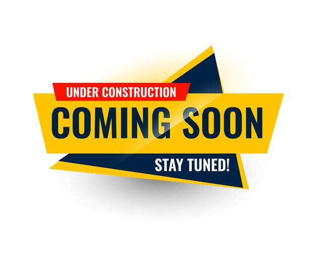 Banner de pegatina moderno próximamente en construcción