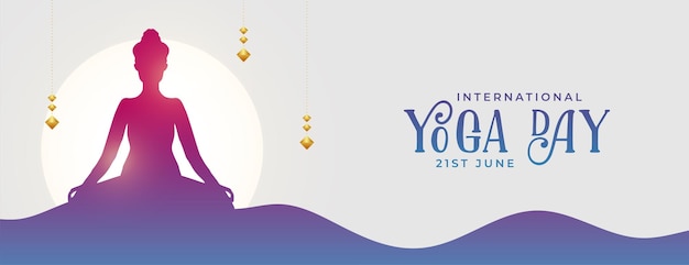 Vector gratuito banner perfecto del día internacional del yoga para un estilo de vida equilibrado y saludable