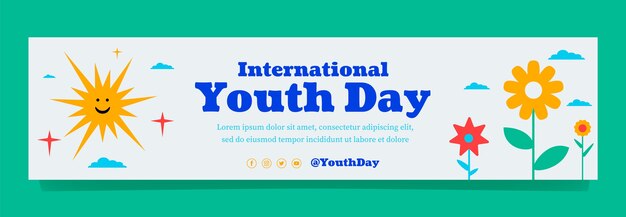 Banner plano de contracción del día internacional de la juventud