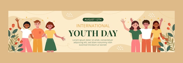 Banner plano de contracción del día internacional de la juventud