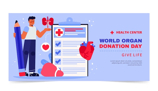 Vector gratuito banner plano del día mundial de la donación de órganos