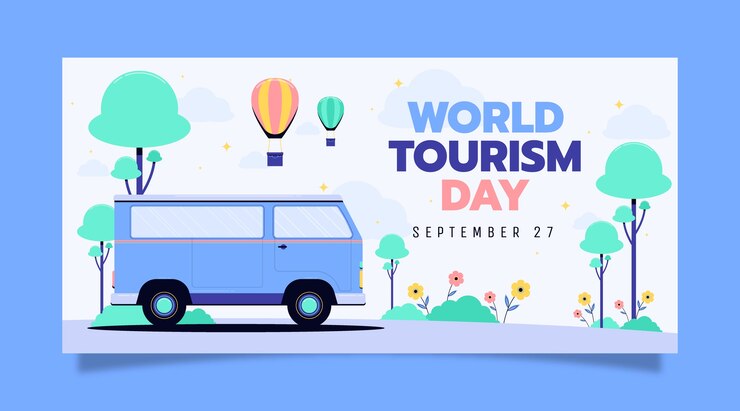 Vector gratuito banner plano del día mundial del turismo