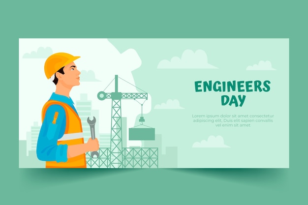 Banner plano dibujado a mano del día del ingeniero