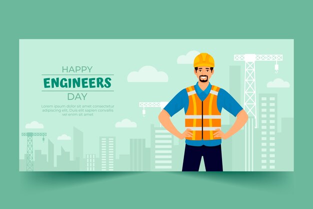 Banner plano dibujado a mano del día del ingeniero