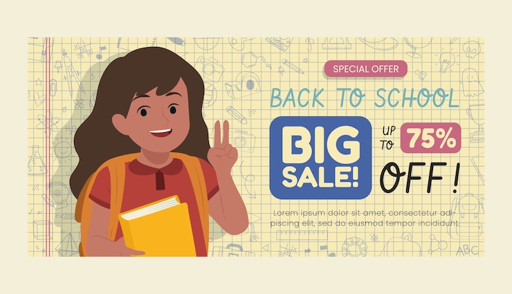 Vector gratuito banner plano dibujado a mano de regreso a la escuela