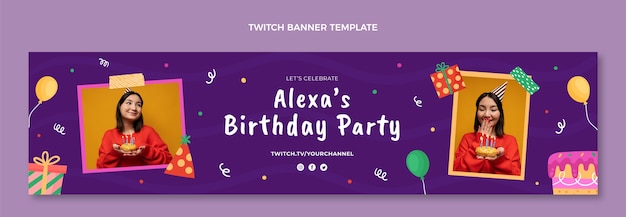 Banner plano dulce dieciséis twitch