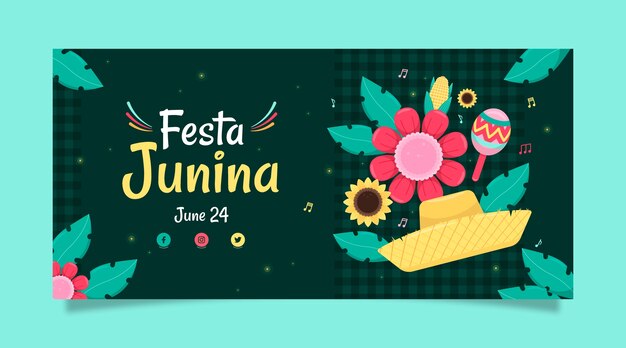 Vector gratuito banner plano de fiestas juninas