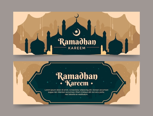 Vector gratuito banner plano de ramadán