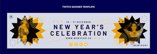 Banner plano de twitch de año nuevo