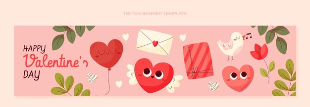 Banner plano de twitch del día de san valentín