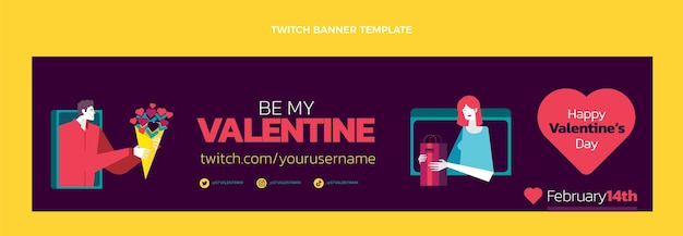 Banner plano de twitch del día de san valentín