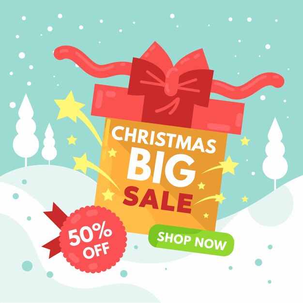 Banner plano de venta de navidad