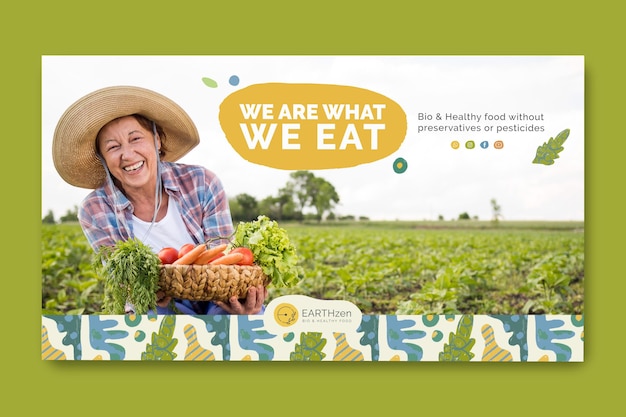 Banner de plantilla de alimentos saludables y bio