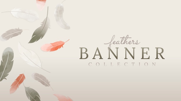Banner de plumas flotantes