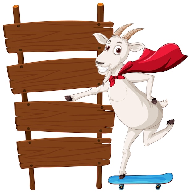 Vector gratuito banner de poste indicador de madera aislado con cabra