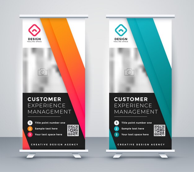 Banner de presentación de la empresa rollup en dos colores.