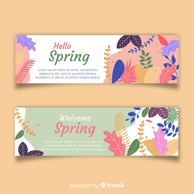 Banner de primavera en diseño plano
