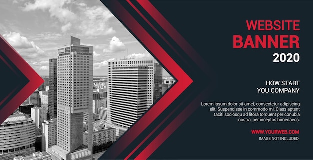 Banner profesional con formas rojas