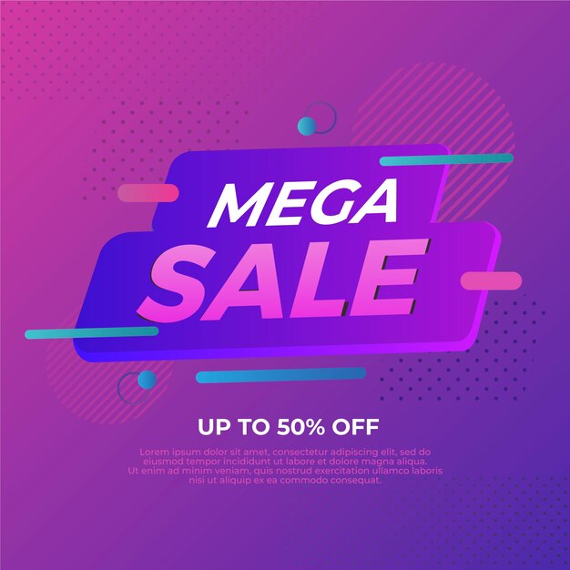 Banner de promoción de mega venta abstracta