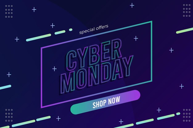 Vector gratuito banner promocional de cyber monday de diseño plano