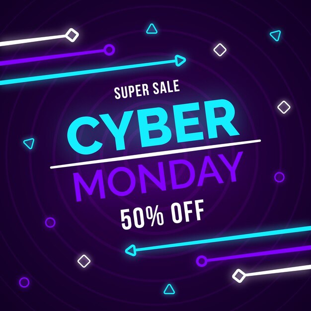 Banner promocional de diseño plano cyber monday