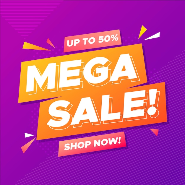 Banner promocional de mega venta abstracta