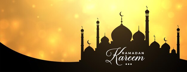 Banner de ramadan kareem con diseño de mezquita