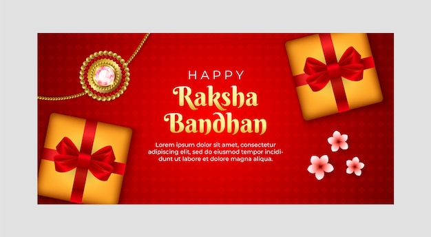 Vector gratuito banner realista de raksha bandhan