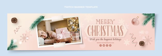 Banner realista de twitch navideño