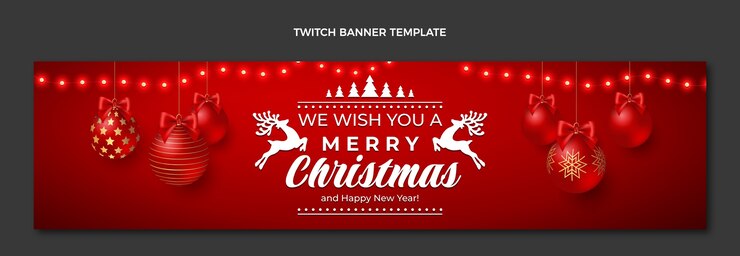 Vector gratuito banner realista de twitch navideño
