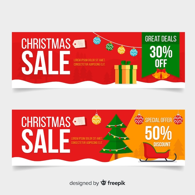 Vector gratuito banner rebajas elementos navidad