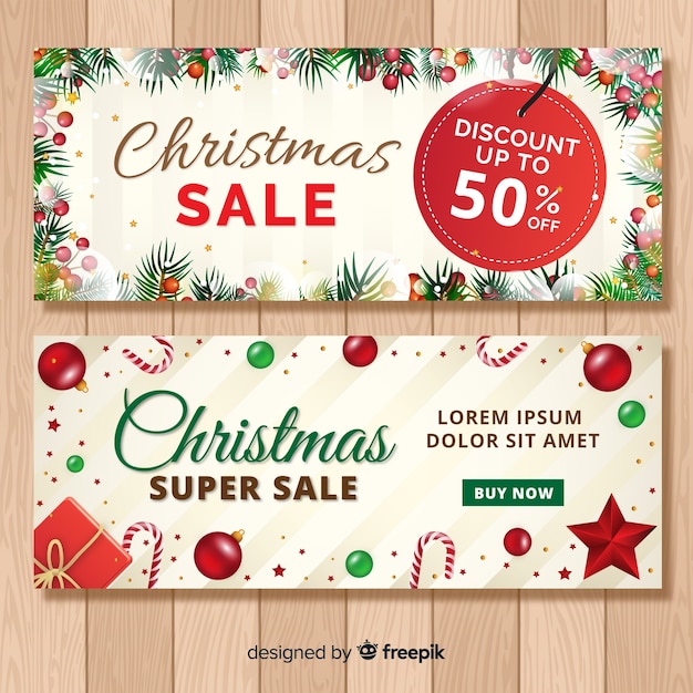 Vector gratuito banner rebajas elementos navidad