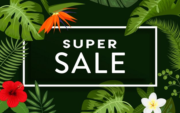 Banner de rebajas en fondo de jungla
