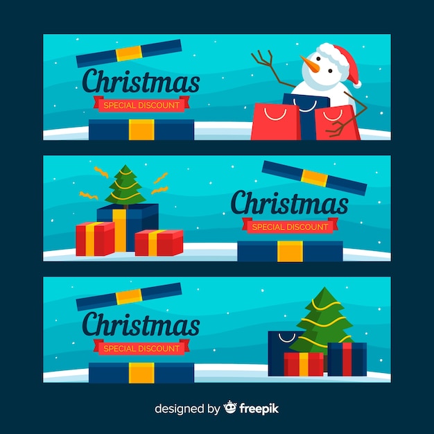 Vector gratuito banner rebajas navidad muñeco de nieve