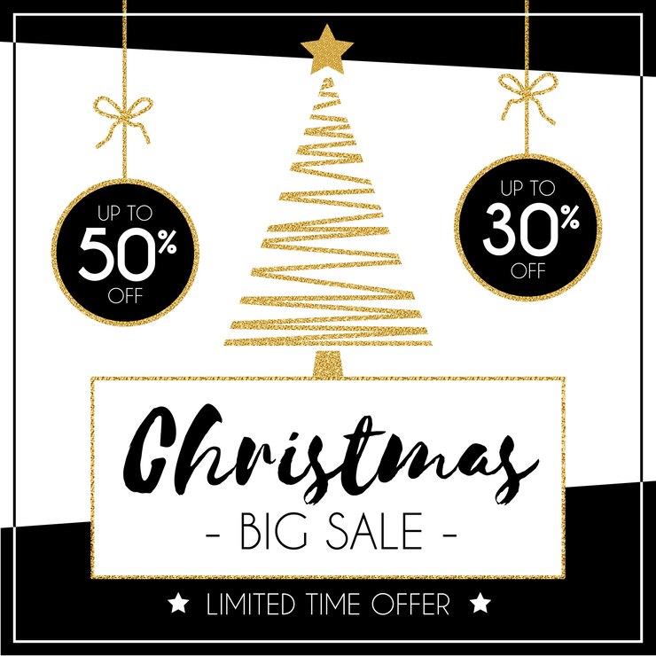 Vector gratuito banner de rebajas de navidad plana