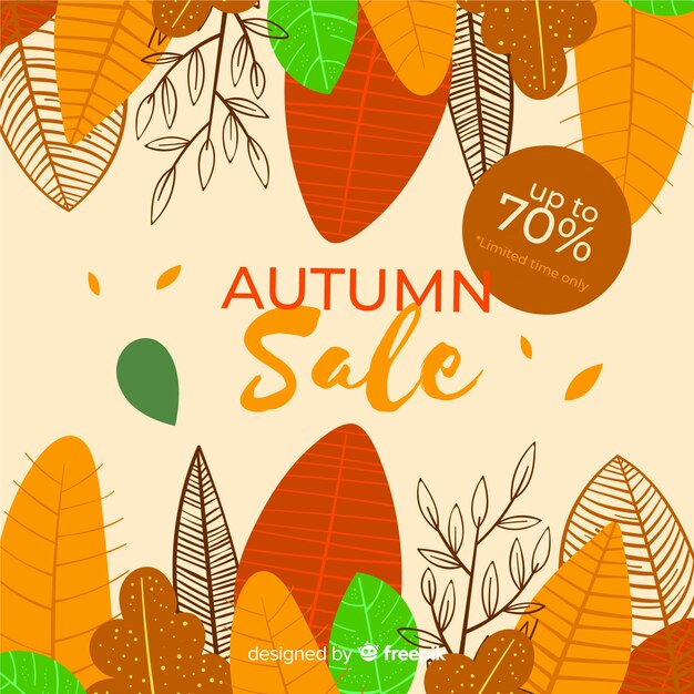 Banner de rebajas de otoño dibujado a mano