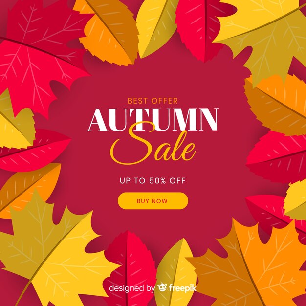 Banner de rebajas de otoño en diseño plano