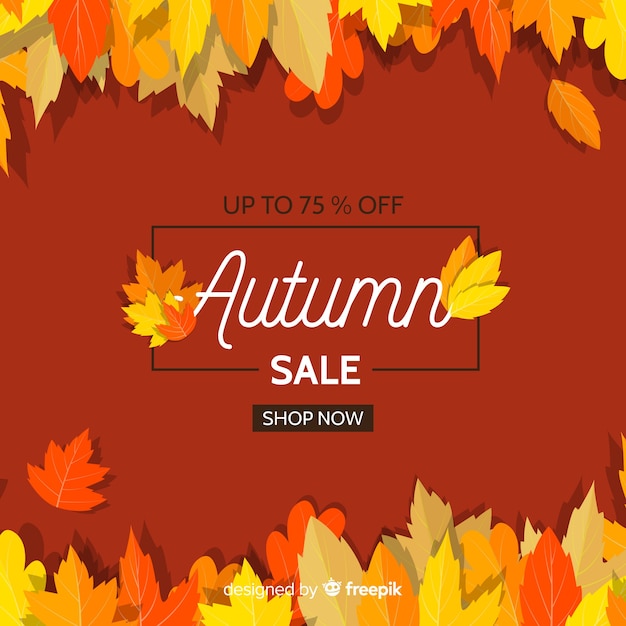 Banner de rebajas de otoño en diseño plano