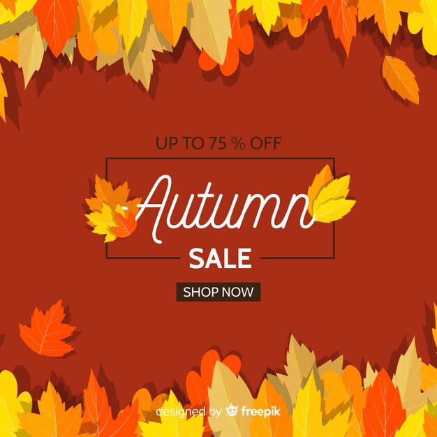 Banner de rebajas de otoño en diseño plano