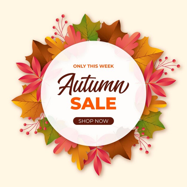 Banner de rebajas de otoño realista