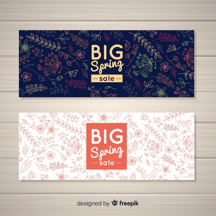 Vector gratuito banner rebajas primavera garabato
