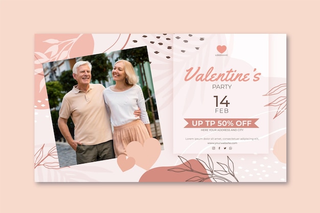 Vector gratuito banner de rebajas de san valentín